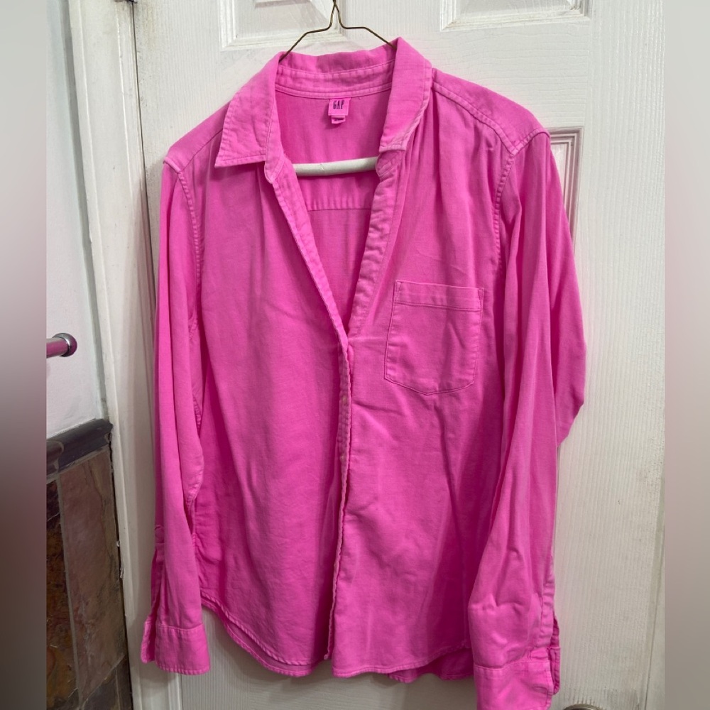 Bright pink lightweight denim top